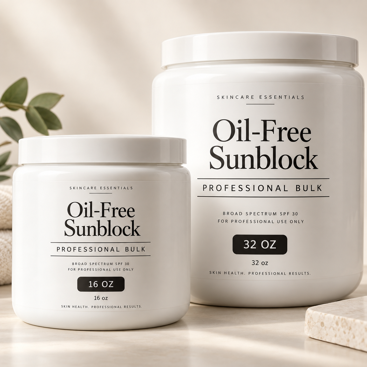 Oil-Free Sunblock — Professional Bulk: oversized 16 oz and 32 oz professional bulk jars
