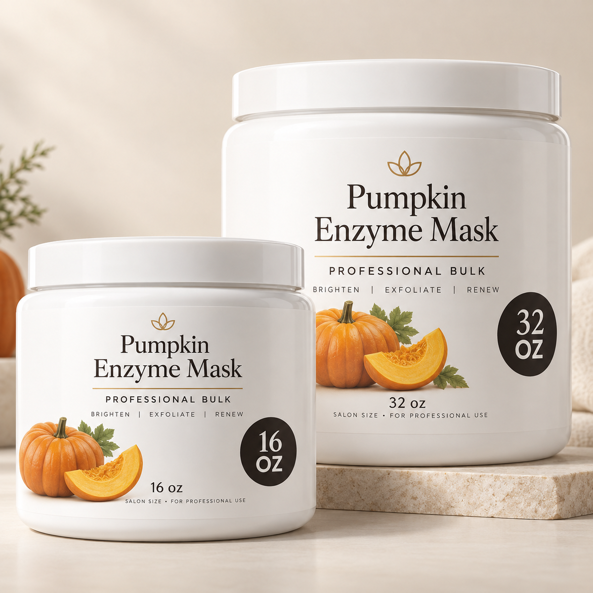 Pumpkin Enzyme Mask — Professional Bulk: oversized 16 oz and 32 oz professional bulk jars