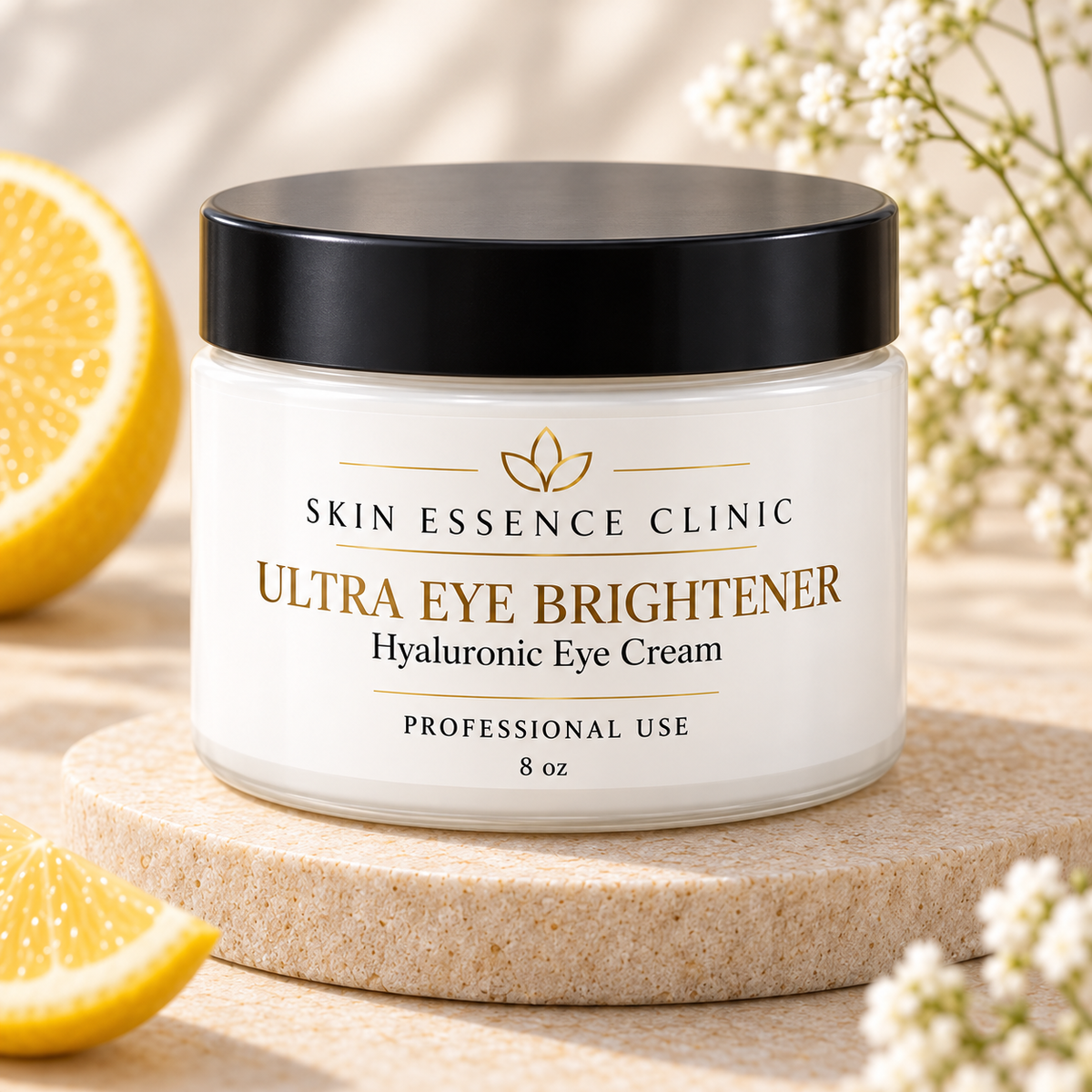 Skin Essence Clinic Ultra Eye Brightener — professional 8 oz bulk jar packaging mockup