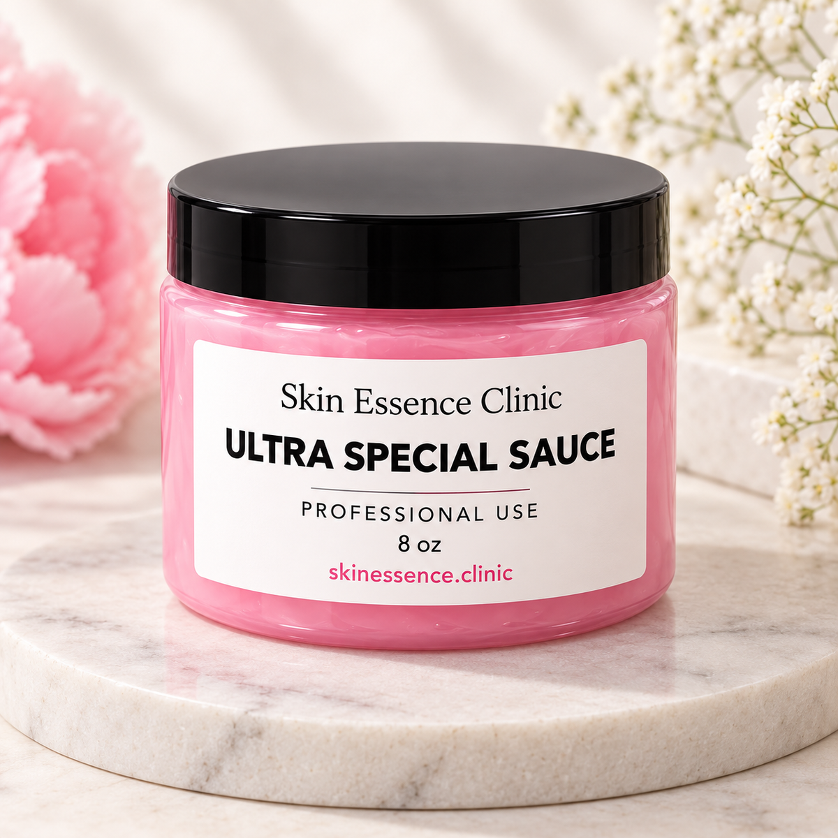 Skin Essence Clinic Ultra Special Sauce — professional 8 oz bulk jar packaging mockup